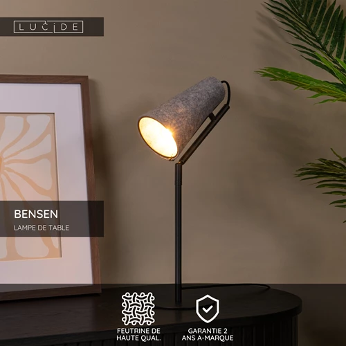 Lucide BENSEN - Lampe de table - 1xE14 - Gris - USP
